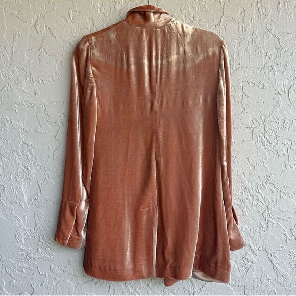 ALC Velvet Blazer Women Size 0 Peach Flowy Drape Shawl Collar Silk - Picture 3 of 9
